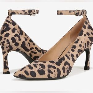 Naturalizer Ace Leopard Print Ankle-Strap Pumps - Beige/Black Size 8